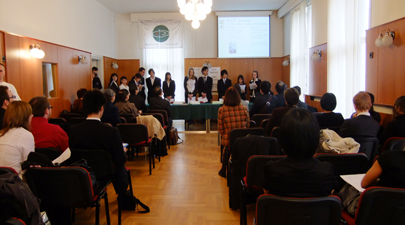 The collective presentation by students from the two institutions