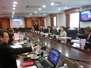 The delegation meets with MSU administration