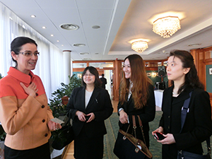 Mizuta Scholarship recipients visiting Hungarian Ambassador Anita Orbárn (L)