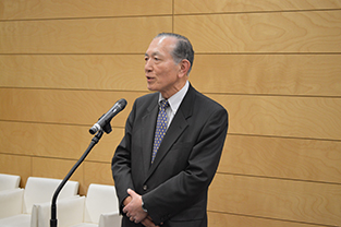 JETRO Advisor, Yasuo Hayashi speaks at the reception