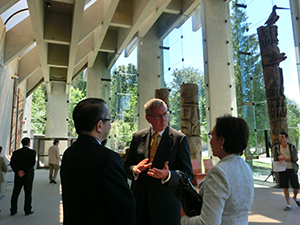 With President Toope (center) at UBC’s Museum of Anthropology