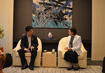 Chancellor Mizuta meets with PCU Rector Professor Intan (L)