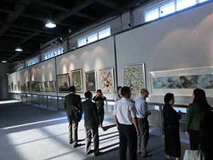 Viewing the works on display at the Fine Arts department