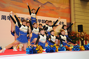 Cheerleading squad performs