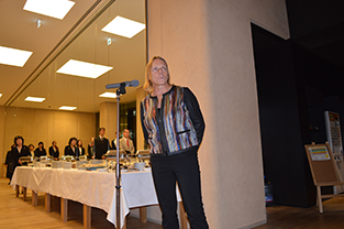 Prof. Marie Söderberg makes a speech at the reception
