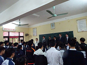In a classroom at Gia Binh First High School