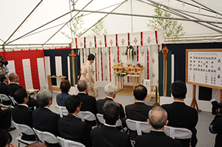 The Shinto ritual at the groundbreaking ceremony
