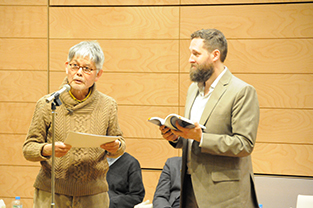 Mr. Takahashi reciting (Left) with Dr. Angles reading the translation