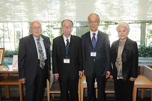 Mr. Tsuji (second from the left), Mr. Kobayashi (third from the left), and Mr. and Mrs. Price at the reception