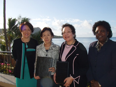 Chancellor Tseng, Chancellor Mizuta, President Baltodano, Vice Chancellor