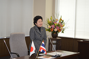 Bangkok University President Dr. Mathana Santiwat gives a few words